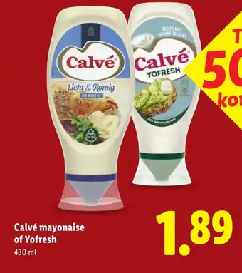 Lidl Calvé mayonaise of Yofresh aanbieding