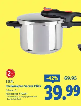 Lidl TEFAL Snelkookpan Secure Click aanbieding