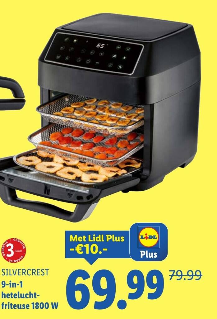 Silvercrest 9 in 1 hetelucht friteuse 1800 W aanbieding bij Lidl