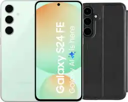 Coolblue Samsung Galaxy S24 FE 256GB Groen 5G + BlueBuilt Book Case Leer Zwart aanbieding
