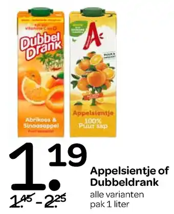 Spar Appelsientje of Dubbeldrank 1 liter aanbieding