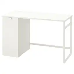 IKEA LÄrande wit bureau met uittrekbare opbergruimte, modern en stevig voor kinderen, rechthoekige vorm aanbieding
