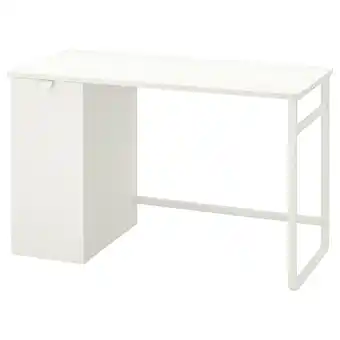IKEA LÄrande wit bureau met uittrekbare opbergruimte, modern en stevig voor kinderen, rechthoekige vorm aanbieding
