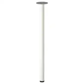 IKEA Adils witte tafelpoot. Strak, verstelbaar, cilindrisch ontwerp met metalen voet en zwarte voettip aanbieding