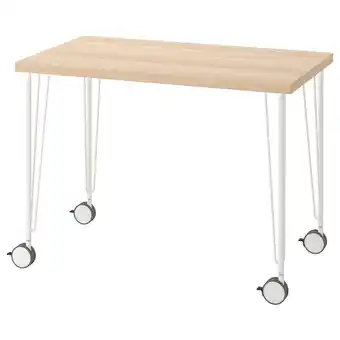 IKEA Modern licht houten bureau met zwenkwielen aanbieding