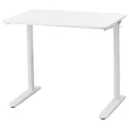 IKEA Relatera wit verstelbaar bureau met stalen poten en melamine blad, perfect voor kleine ruimtes aanbieding