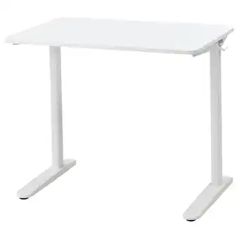 IKEA Relatera wit verstelbaar bureau met stalen poten en melamine blad, perfect voor kleine ruimtes aanbieding