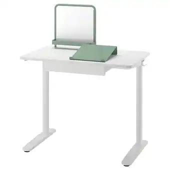 IKEA Relatera bureau in wit met groen magneetbord en lade. Moderne, rechthoekige vorm, met strakke lijnen aanbieding