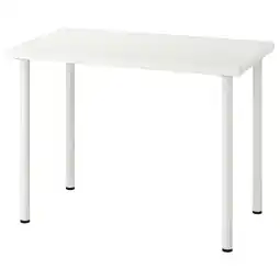 IKEA Linnmon wit bureau - moderne, rechthoekige vorm, vier metalen poten aanbieding