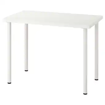 IKEA Linnmon wit bureau - moderne, rechthoekige vorm, vier metalen poten aanbieding