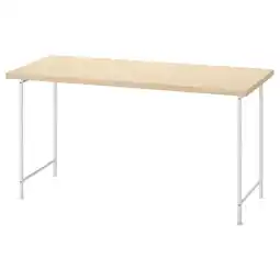 IKEA Mittcirkel licht houten bureau, witte poten, rechthoekig, modern design aanbieding
