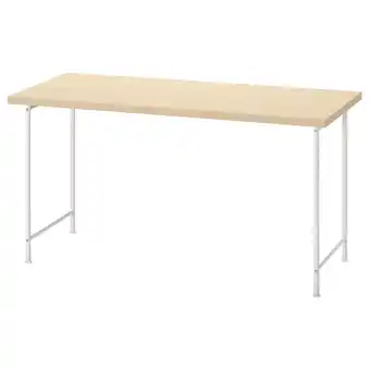 IKEA Mittcirkel licht houten bureau, witte poten, rechthoekig, modern design aanbieding