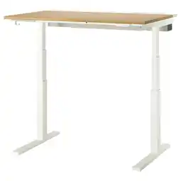 IKEA Mittzon zit-sta bureau, licht houten blad, witte poten, modern minimalistisch design aanbieding