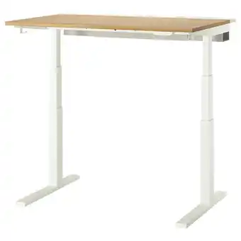 IKEA Mittzon zit-sta bureau, licht houten blad, witte poten, modern minimalistisch design aanbieding