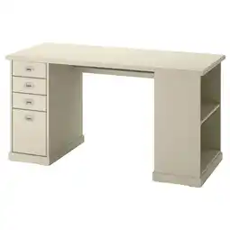 IKEA VebjÖrn crèmekleurig bureau: 4 lades, open planken, rechthoekig, traditionele stijl aanbieding