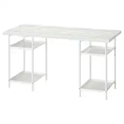 IKEA Wit metalen bureau met kleurrijk tafelblad en planken aanbieding