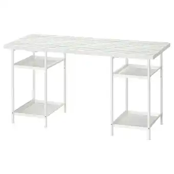 IKEA Wit metalen bureau met kleurrijk tafelblad en planken aanbieding