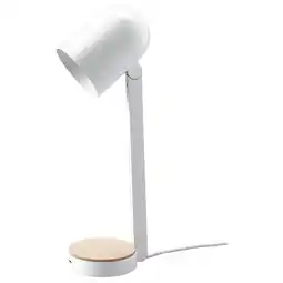 IKEA Witte ensmÄrke bureaulamp met houten voet, strak design, usb-c oplaadpoort aanbieding