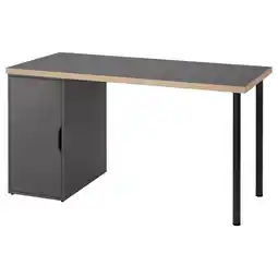 IKEA Lagkapten bureau in zwart met licht houten bekleding. Rechthoekig met vier zwarte poten aanbieding