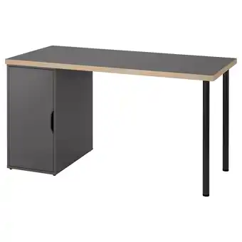 IKEA Lagkapten bureau in zwart met licht houten bekleding. Rechthoekig met vier zwarte poten aanbieding