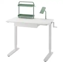 IKEA Verstelbaar wit kinderbureau met groene organizer en telefoonhouder aanbieding