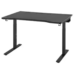IKEA Zwart utmaning gaming bureau, in hoogte verstelbaar, diep tafelblad, schuine rand voor comfort aanbieding