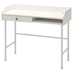 IKEA Een wit hauga bureau met een metalen frame en opbergruimte aanbieding
