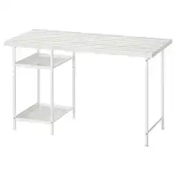 IKEA Wit lagkapten bureau met kleurrijk roosterblad, 2 draadplanken, verstelbare poten aanbieding