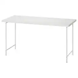 IKEA Lagkapten: modern wit bureau, rechthoekig, metalen poten, minimalistisch design aanbieding