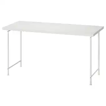 IKEA Lagkapten: modern wit bureau, rechthoekig, metalen poten, minimalistisch design aanbieding