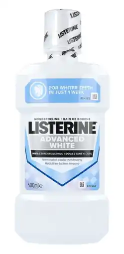 De Online Drogist Listerine Advanced White Mild & Zonder Alcohol Mondspoeling 500ML aanbieding