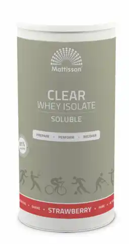 De Online Drogist Mattisson HealthStyle Clear Whey Isolate Poeder Aardbei 400GR aanbieding