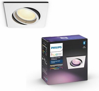 Bol.com Philips Hue Centura Inbouwspot - White and Color Ambiance - GU10 - Wit - 6W - Vierkant - Bluetooth aanbieding