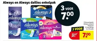 Kruidvat Always en Always dailies enkelpak aanbieding