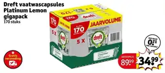 Kruidvat Dreft vaatwascapsules Platinum Lemon gigapack aanbieding