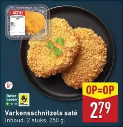 ALDI Varkensschnitzels saté aanbieding