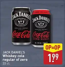 ALDI Jack Daniel's Whiskey cola regular of zero aanbieding