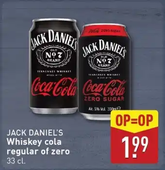 ALDI Jack Daniel's Whiskey cola regular of zero aanbieding