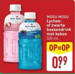 ALDI MOGU MOGU Lychee of zwarte bessendrink met kokos aanbieding