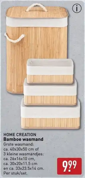 ALDI Home Creation Bamboe Wasmand aanbieding