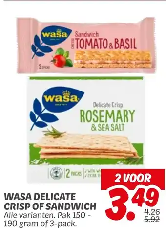 Dekamarkt Wasa Delicate Crisp of Sandwich aanbieding