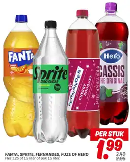 Dekamarkt Fanta, Sprite, Fernandes, Fuze of Hero aanbieding