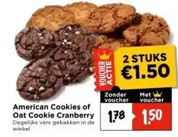 Vomar Voordeelmarkt American Cookies of Oat Cookie Cranberry aanbieding