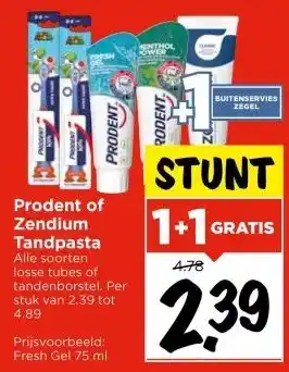 Vomar Voordeelmarkt Prodent of Zendium Tandpasta aanbieding