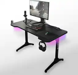 Bol.com Gaming Bureau met Ledverlichting - Vonyx DB20 - Carbon Fiber Look - Anti-kras - Zwart aanbieding