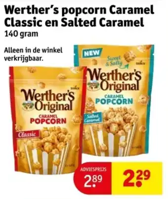 Kruidvat Werther's popcorn Caramel Classic en Salted Caramel aanbieding