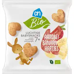 Albert Heijn AH Biologisch Luchtige babysnacks aardbei banaan 7m+ aanbieding