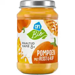 Albert Heijn AH Biologisch Maaltijdhapje pompoen rijst & kip 8+ aanbieding