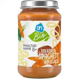 Albert Heijn AH Biologisch Volkoren spaghetti bolognese 8m+ aanbieding