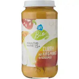 Albert Heijn AH Biologisch Curry met kip en mango in kokos 15m+ aanbieding